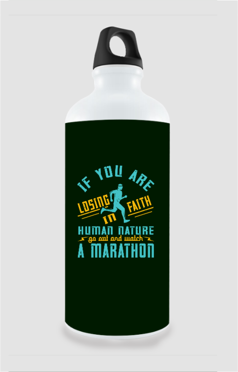 750ml Stylish Aluminum Sipper Bottle with Running Motivation Quote Design