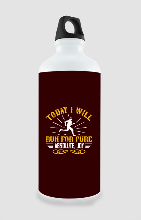 750ml Stylish Aluminum Sipper Bottle with Running Motivation Quote Design