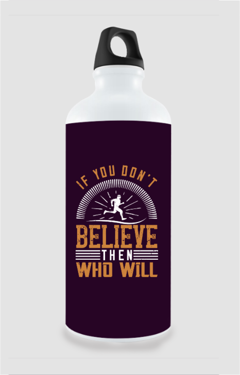 750ml Stylish Aluminum Sipper Bottle with Running Motivation Quote Design